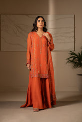 3 Piece Unstitched Chiffon Embroidered Suit (UF0018)